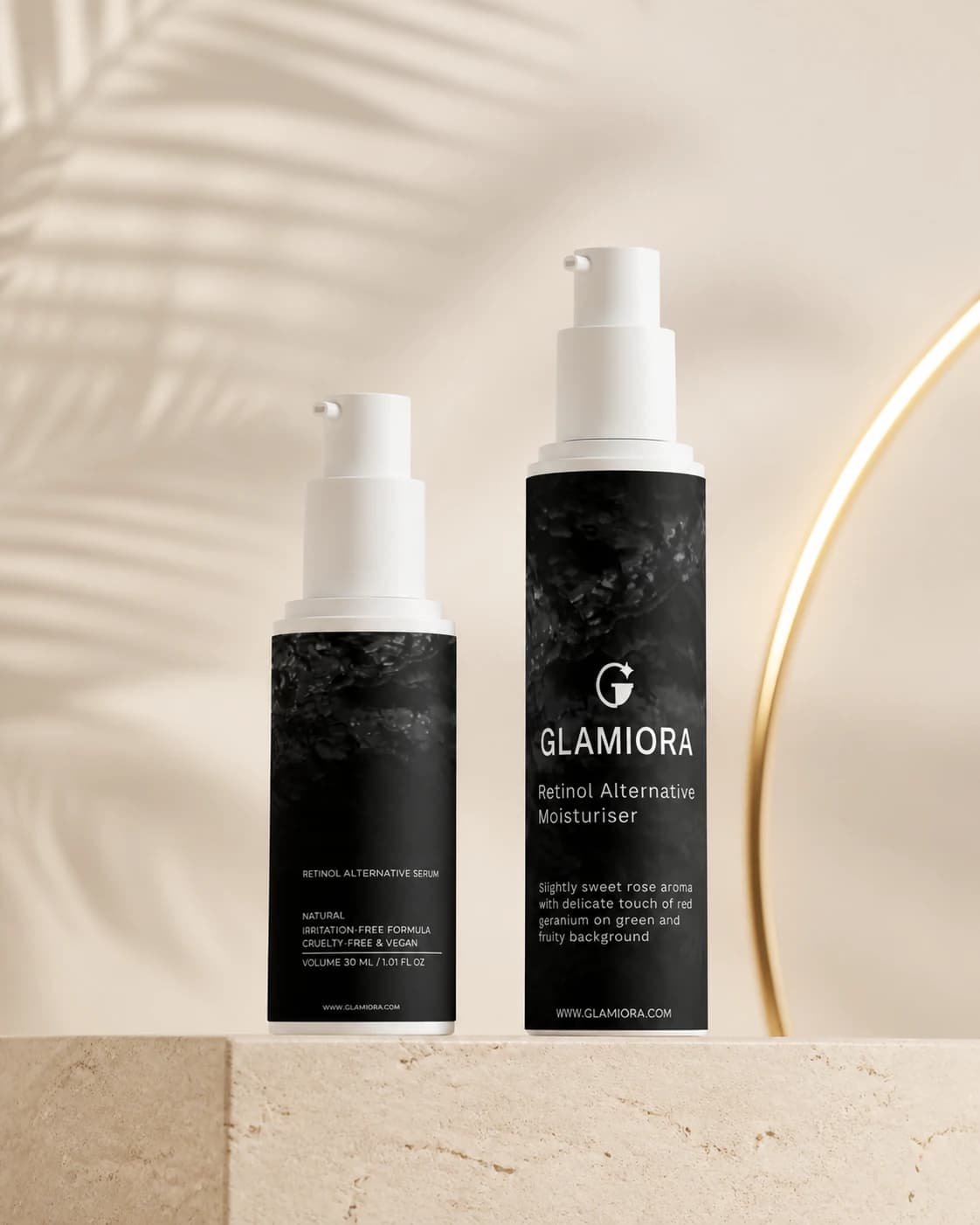 Glamiora Retinol Alternative Serum and Moisturiser two-step routine